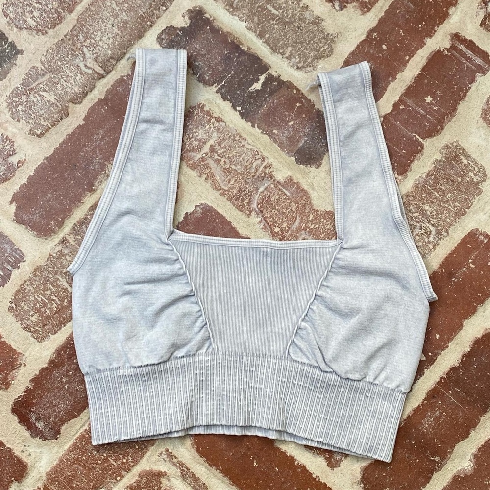 NWOT Free People Square Neck Good Karma Bra - Size M/L - Iced Grey
